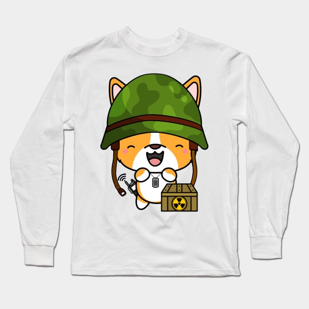 Cute corgi is a military pet Long Sleeve T-Shirt by Pet Station